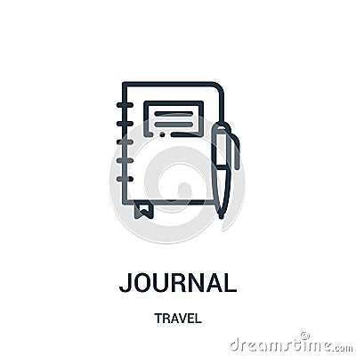 journal icon vector from travel collection. Thin line journal outline icon vector illustration. Linear symbol for use on web and Vector Illustration