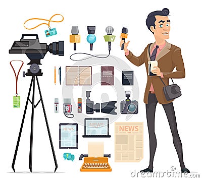 Journalism Elements Set Vector Illustration