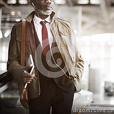 Journalist Businessman Travel Commuter Concept Stock Photo