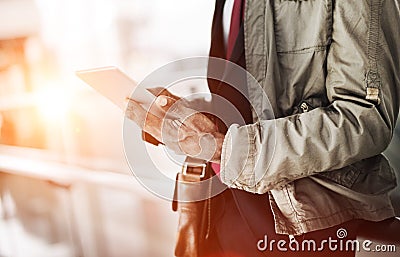 Journalist Businessman Travel Commuter Technology Concept Stock Photo