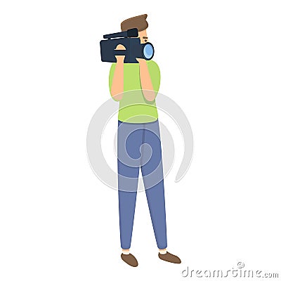 Journalist cameraman icon, cartoon style Vector Illustration