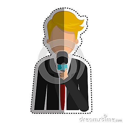 Journalist with microphone Cartoon Illustration