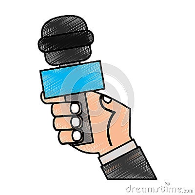 Journalist microphone isolated icon Vector Illustration