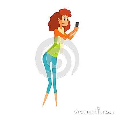 Journalist Taking Photo With Smartphone, Official Press Reporter Working, Collecting Information And Making News, Part Vector Illustration