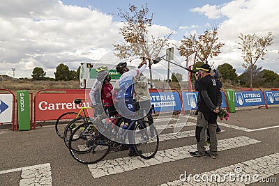 Journalists, and media, working in La Vuelta, Spain Editorial Stock Photo