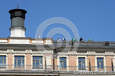 Journalists on the roof of the Moscow hotel `national` waiting for the parade dedicated to the 75th anniversary of victory In the Editorial Stock Photo