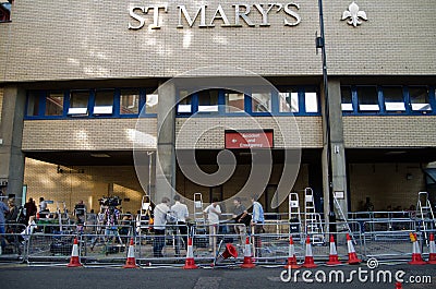 Journalists at St Mary's Hospital Editorial Stock Photo