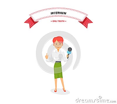 Journalists Team People Group Flat Style Vector Illustration