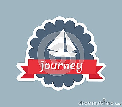 Journey card with red ribbon vector illustration Vector Illustration