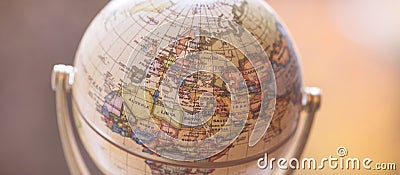 Journey: Close up of a globe Stock Photo