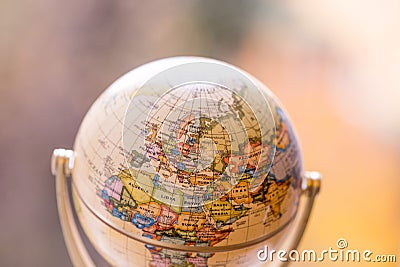 Journey: Close up of a globe Stock Photo