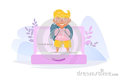 Journey. Concept. Going on the road. Suitcase Vector. Cartoon. Isolated art on white background. Flat Vector Illustration