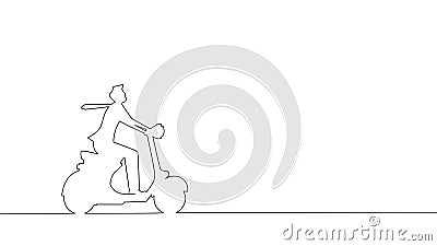 The journey forward. Businessman driving a motorcycle along the way. Vector Illustration