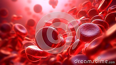 Journey into the inner workings of human body, red blood cells. Generative AI Stock Photo