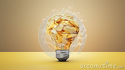 Illuminate Creativity: From Yellow Scrap Paper to Virtual Lightbulb. Generative AI Stock Photo