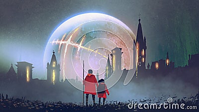 Journey to the mysterious world Cartoon Illustration