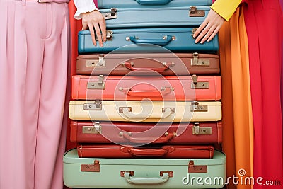 Journey woman lifestyle trip baggage vacation suitcase bag clothes travelling holiday pack Stock Photo