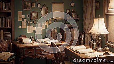 Journey of Words Embracing Literacy at the Writing Desk.AI Generated Stock Photo