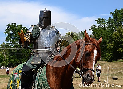 Jouster requesting his sword Editorial Stock Photo