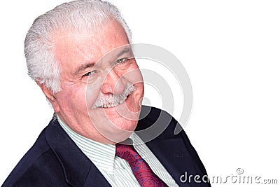 Jovial charismatic elderly grey-haired man Stock Photo