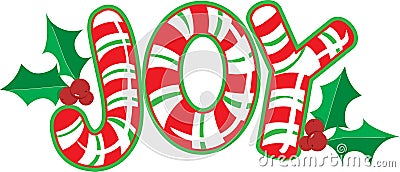 Joy Candy Cane Vector Illustration