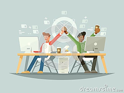 Joy of colleagues Vector Illustration