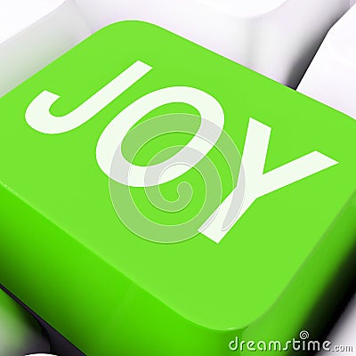 Joy Keys Mean Enjoy Or Happy Stock Photo