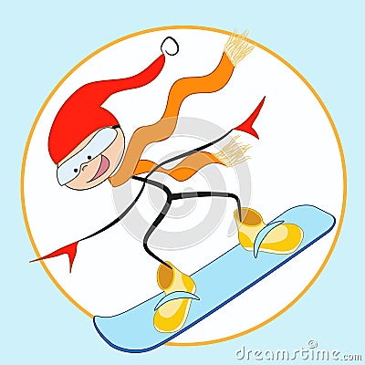 Joy snowboarder. Vector Illustration