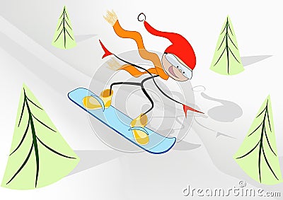 Joy snowboarder. Vector Illustration