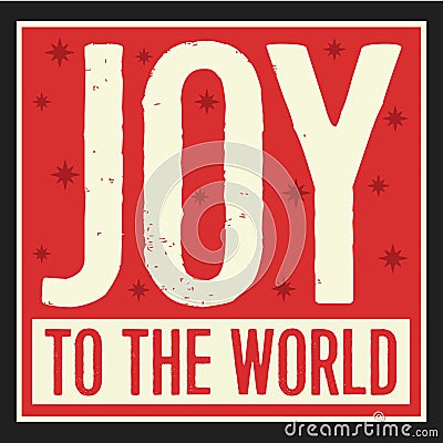 Joy to the World Vintage Christian Christmas Card Vector Illustration