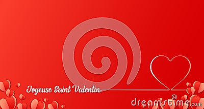 Joyeuse Saint Valentin French line lettering Vector Illustration