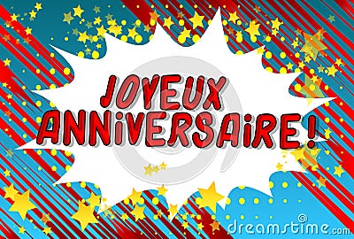 Joyeux Anniversaire! Happy Birthday in French Vector Illustration