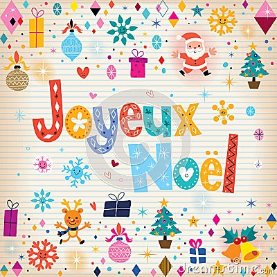 Joyeux Noel - Merry Christmas in French Vector Illustration