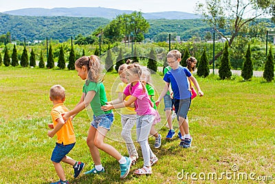 Joyful activity and lesson for kids teamwork Stock Photo