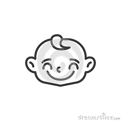 Joyful baby face line icon Vector Illustration