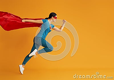 Woman in superhero costume Stock Photo