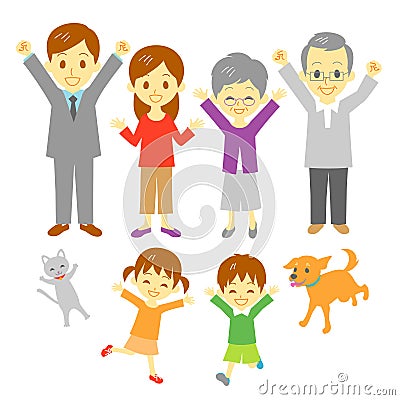 Joyful family Vector Illustration