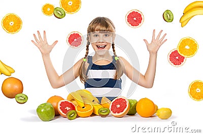 Joyful girl with fruit Stock Photo