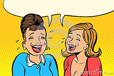 Joyful girlfriends women laugh Vector Illustration