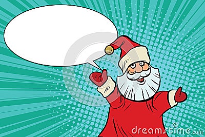 Joyful good pop art retro Santa Claus Vector Illustration