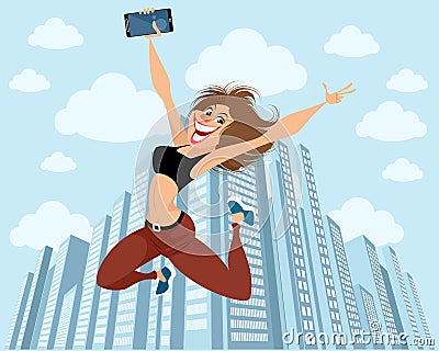 Joyful happy girl Vector Illustration