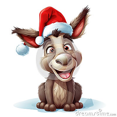 Joyful Holiday Crazy Donkey Illustration Clipart Isolated on White Background Cartoon Illustration