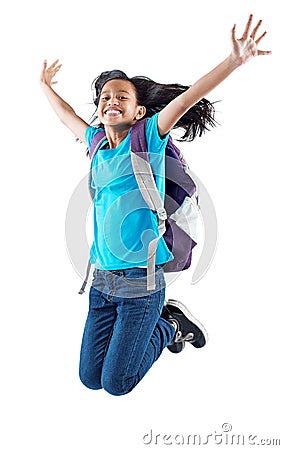 Joyful jumping in the air Stock Photo