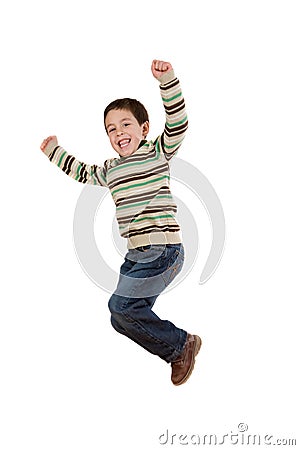 Joyful little girl jumping Stock Photo