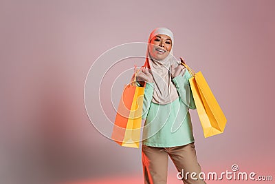 joyful multiracial woman in trendy casual Stock Photo