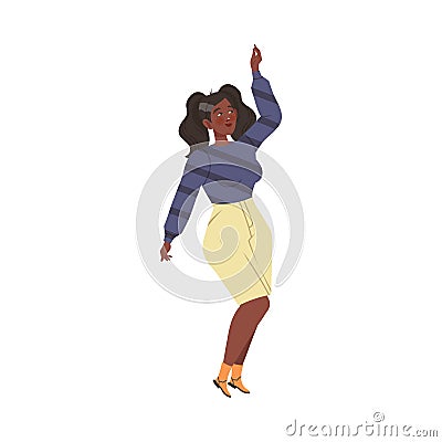 Joyful positive african american girl dancing vector illustration Vector Illustration