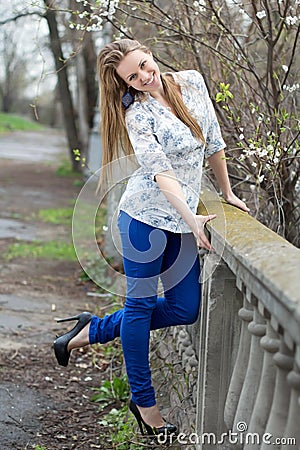 Joyful pretty blonde Stock Photo