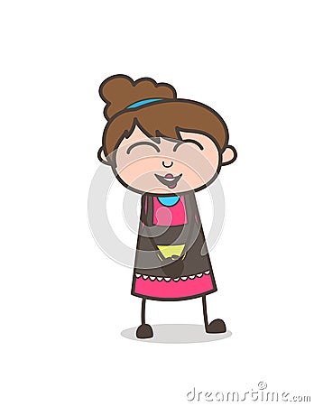 Joyful Smile - Beautician Girl Artist Cartoon Vector Stock Photo