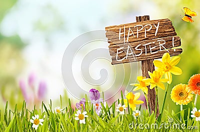 Joyful spring background for a Happy easter Stock Photo