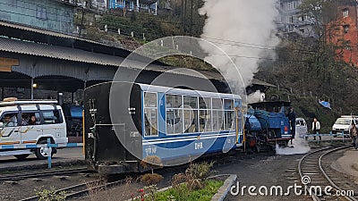 Narrow gauge railway track of Darjeeling joyride by toy train from darjeeling station Editorial Stock Photo